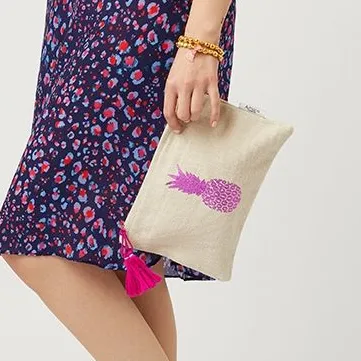 Pink Pineapple Foil Print Pouch
