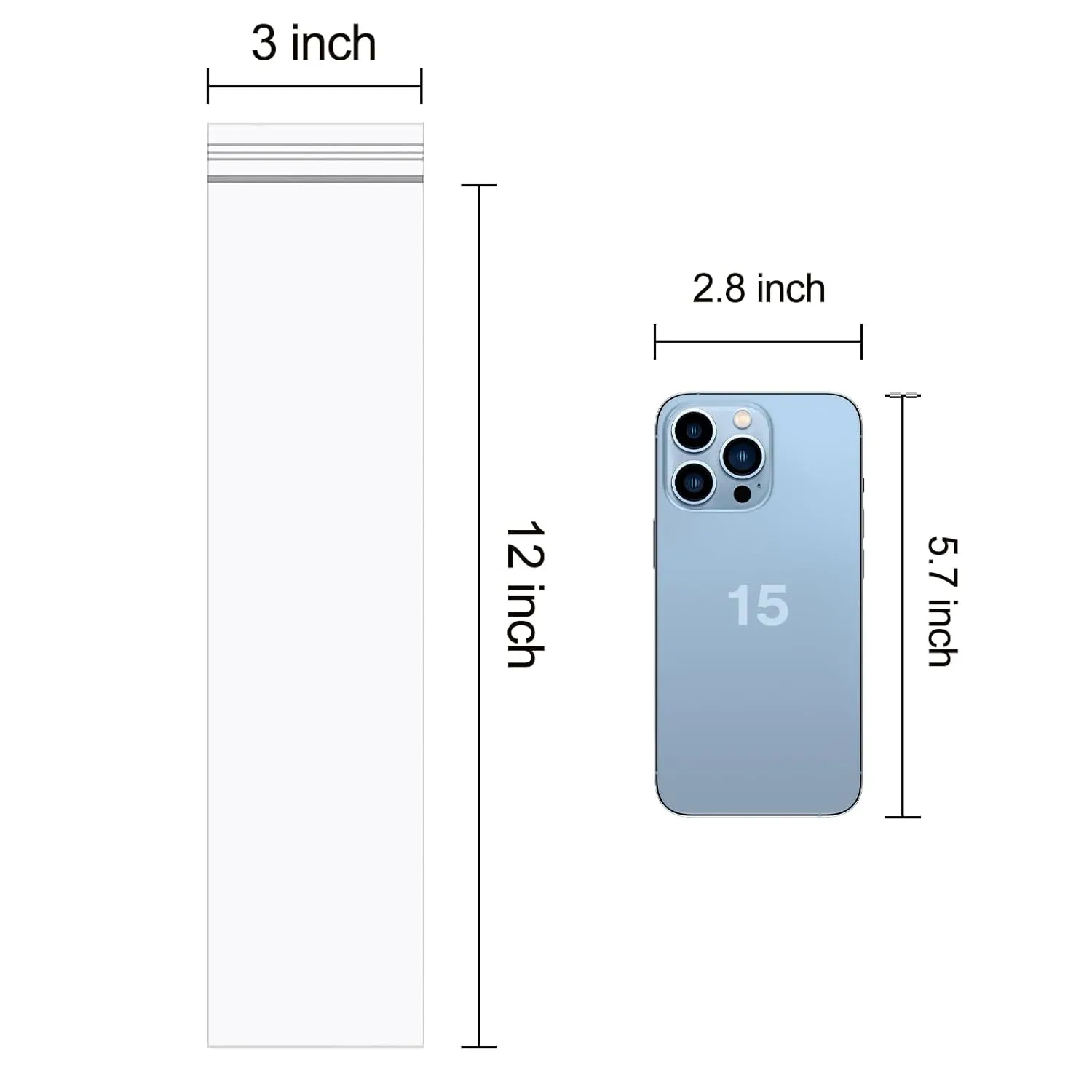 Piokio 3" x 12" Clear Zipper Reclosable Plastic Bags, Necklace Bags with Hang Hole, 2 Mil (Pack of 400) for Packaging & Shipping Incense, Necklaces & Jewelry