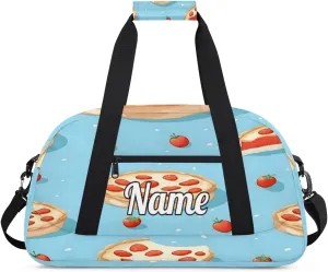 Pizza Cheese Print Personalized Dance Bag for Girls Boys Sport Duffel Bag with Your Name Kids Gymnastics Travel Bags