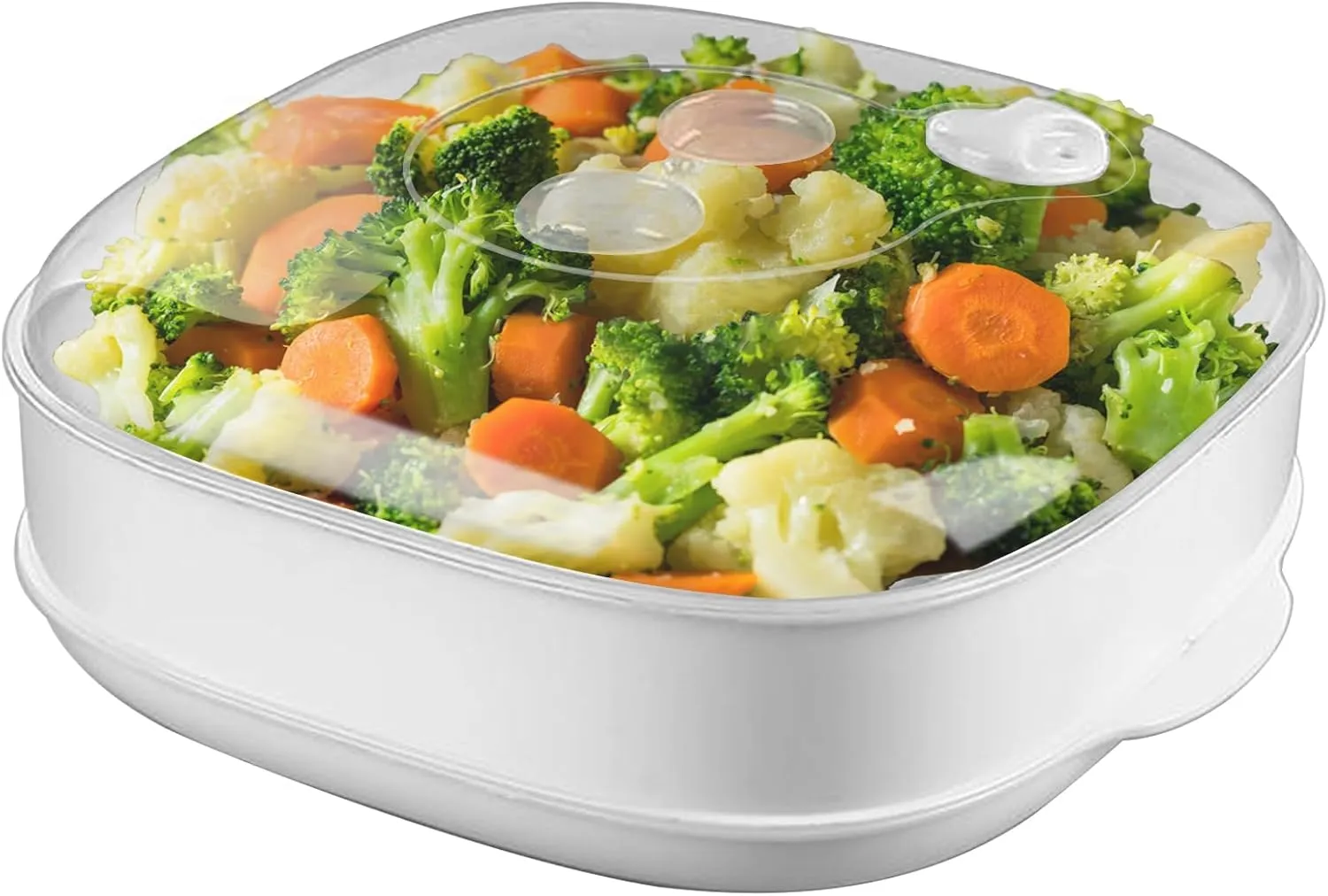 Plastic Microwave Heating Steamer with Lid and Tray