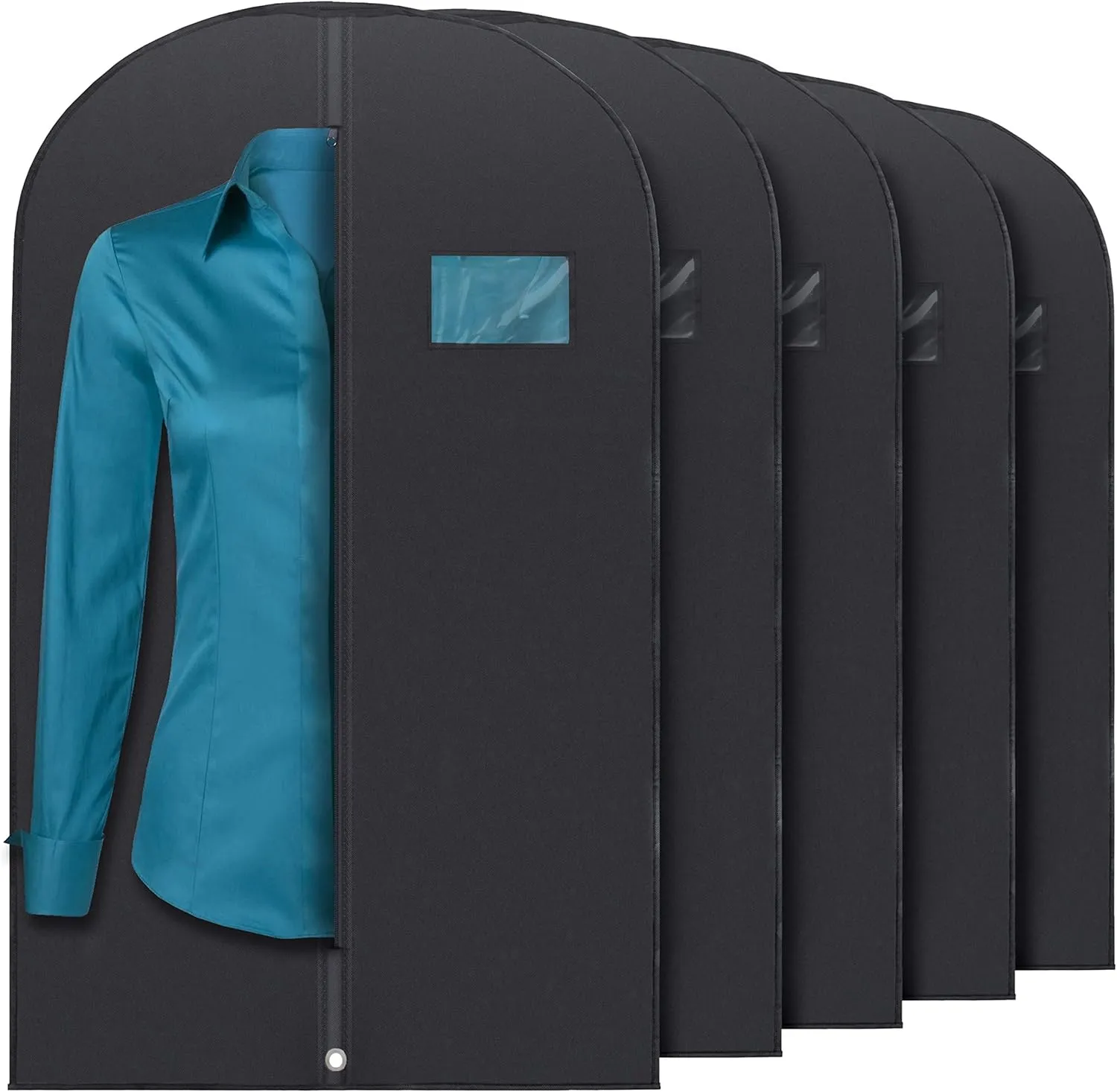 Plixio 40" Black Garment Bags Suit Bag for Travel & Clothing Storage of Dresses, Shirts, Fur Coats, Jackets & Dance Costumes - Hanging Suit Cover for Men & Women Closet Storage Garment Protector