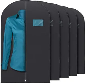 Plixio 40" Black Garment Bags Suit Bag for Travel & Clothing Storage of Dresses, Shirts, Fur Coats, Jackets & Dance Costumes - Hanging Suit Cover for Men & Women Closet Storage Garment Protector