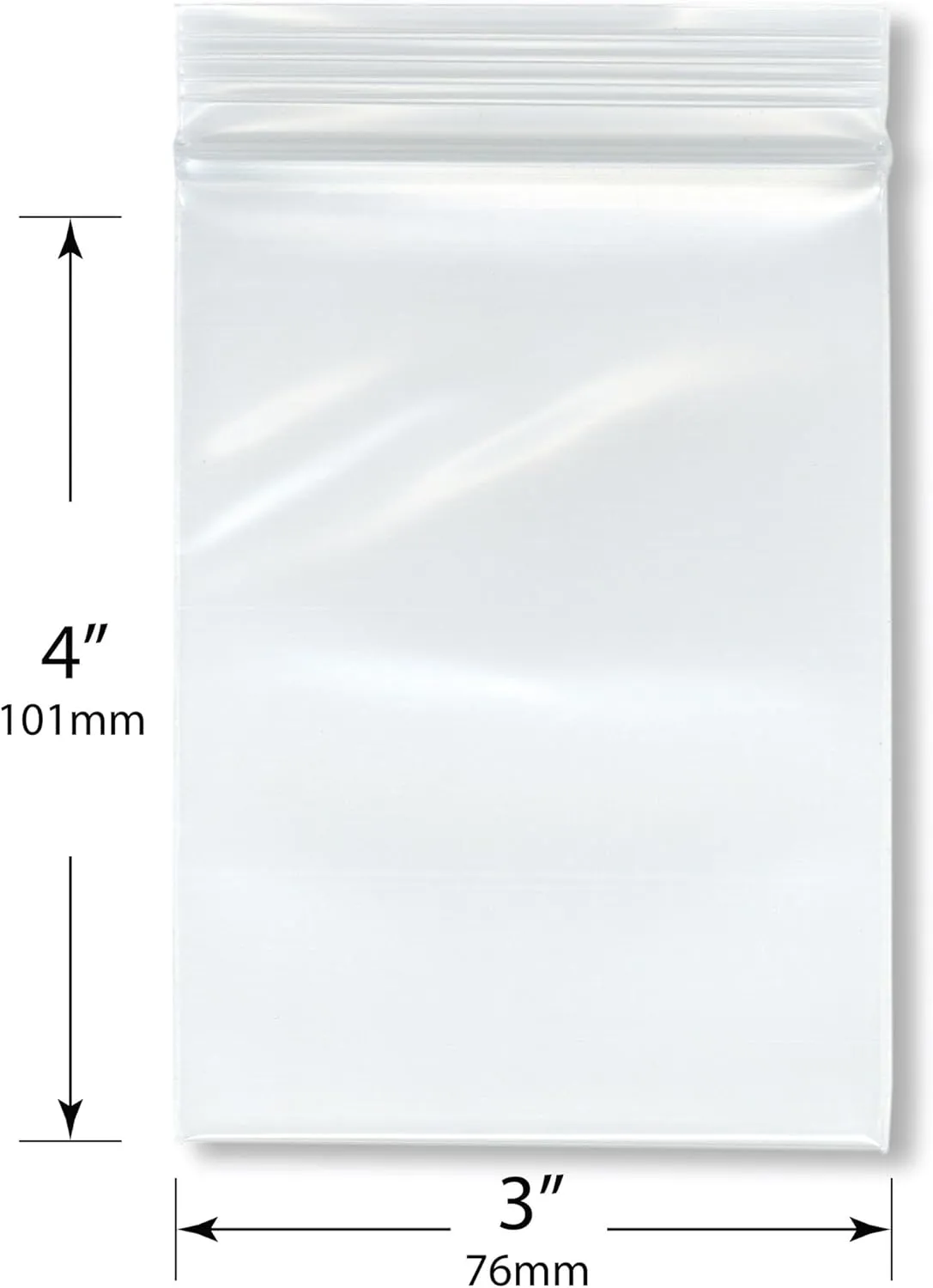 Plymor 3" x 4" (Pack of 100), 6 Mil Industrial Duty Zipper Reclosable Plastic Bags