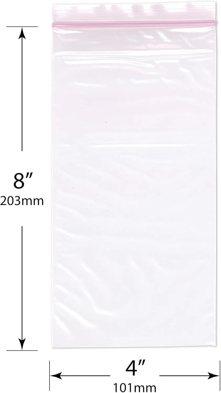 Plymor 4" x 8" (Pack of 100), 2 Mil Anti-Static Zipper Reclosable Plastic Bags