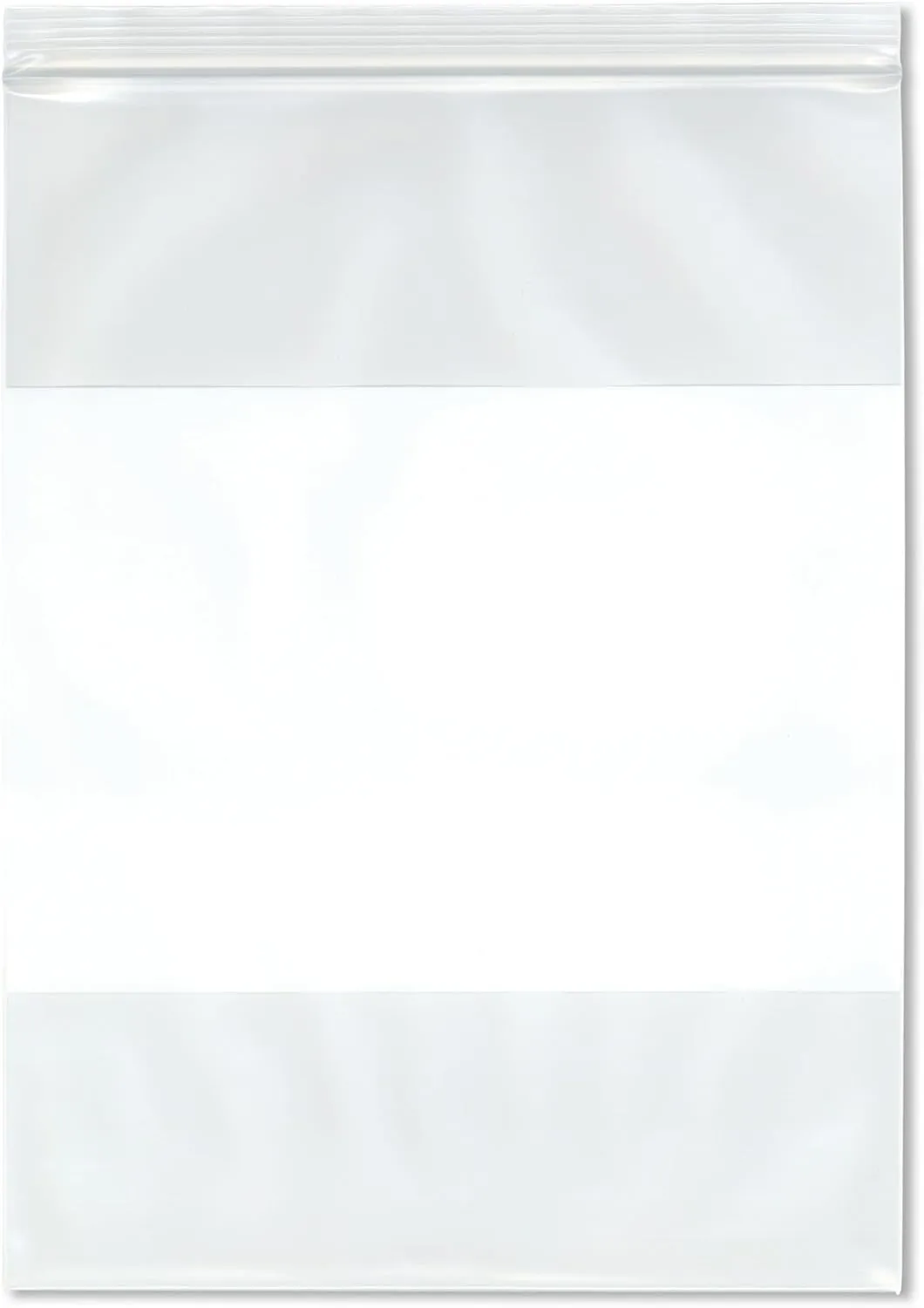 Plymor 9" x 12" (Pack of 100), 6 Mil Industrial Duty White-Block Zipper Reclosable Plastic Bags