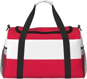 Polish flag print Large Canvas Travel Duffel Bag Weekender Bags for Women Overnight Bag Carry On Tote Bag