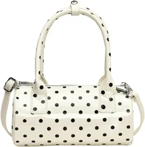 Polka Dot Crossbody Bags for Women Round Boston Bag Glossy Purses for Women Satchel Handbag Cute Mini Bucket Bag 2025 Trendy