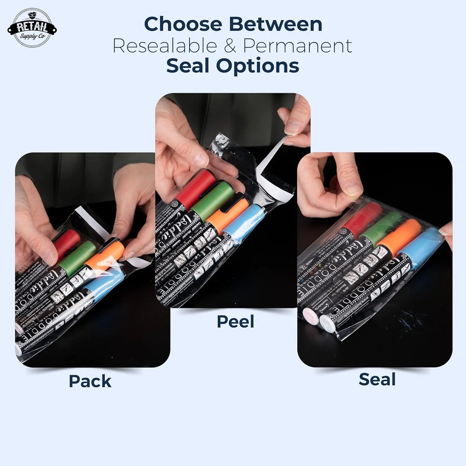 Poly Bags 4x6" - Resealable Poly Bags 4x6 with Suffocation Warning - 200 Pack - Clear Poly Bags - 4x6 Poly Bags - Small Poly Bags - Retail Supply Co