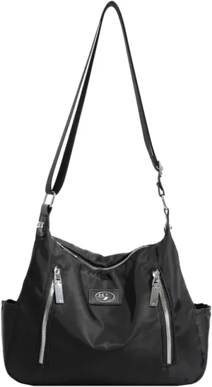 PORRASSO Casual Crossbody Bag Women Shoulder Bag Oxford Cloth Messenger Bag Ladies Satchel for Dating Travel Daily Use Black