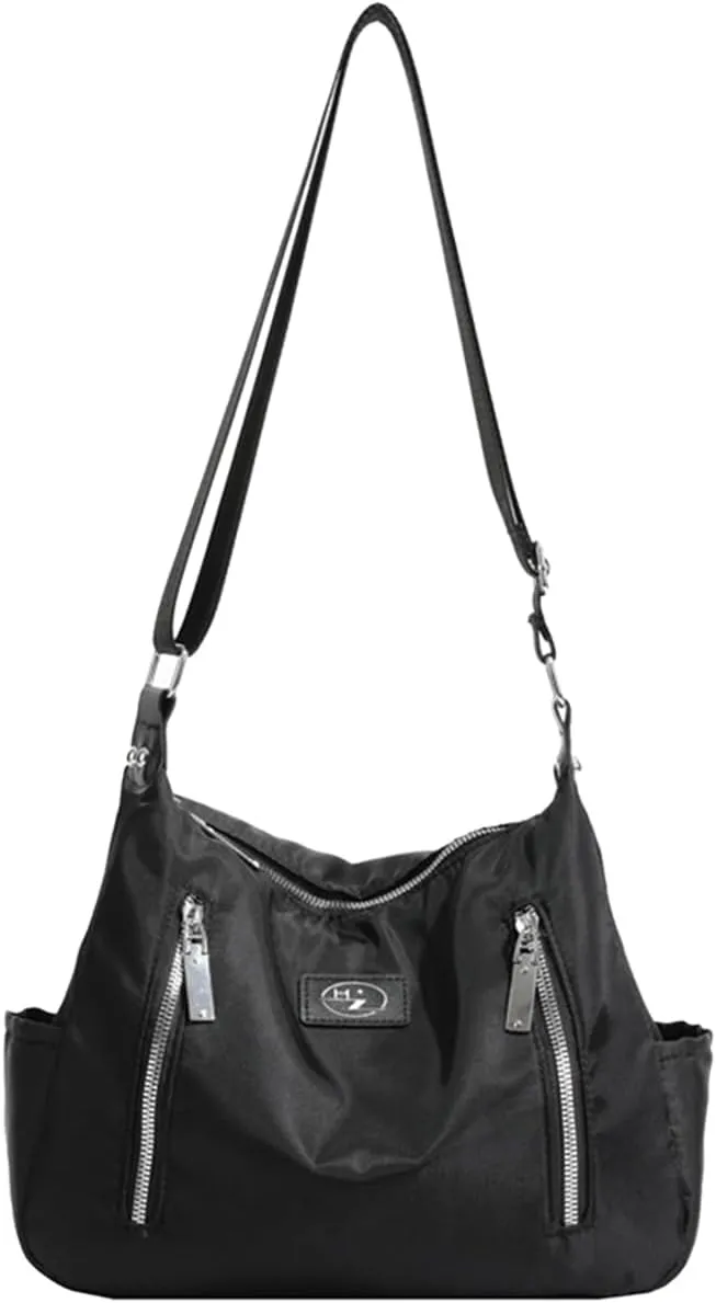 PORRASSO Casual Crossbody Bag Women Shoulder Bag Oxford Cloth Messenger Bag Ladies Satchel for Dating Travel Daily Use Black