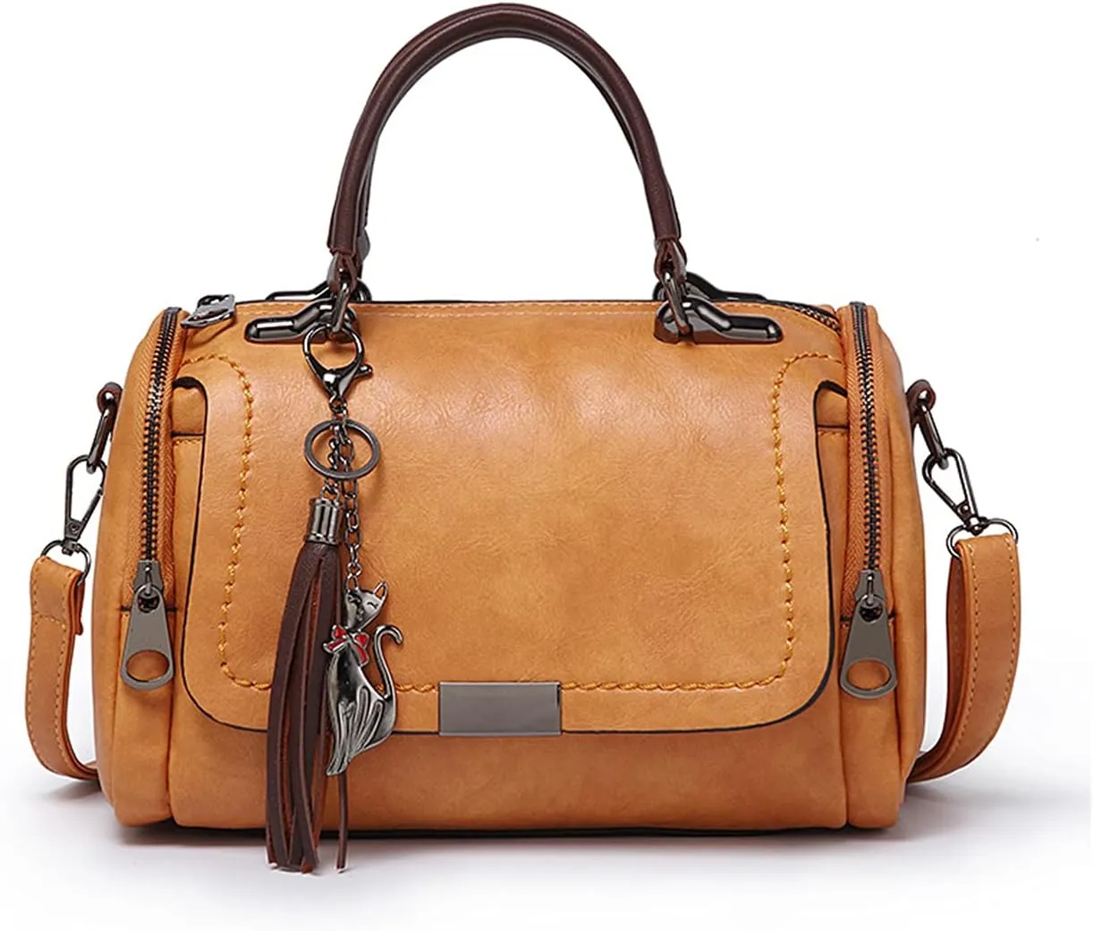 PORRASSO Retro Handbag Women Crossbody Bag Ladies Shoulder Bag Waterproof PU Leather Top-Handle Bag