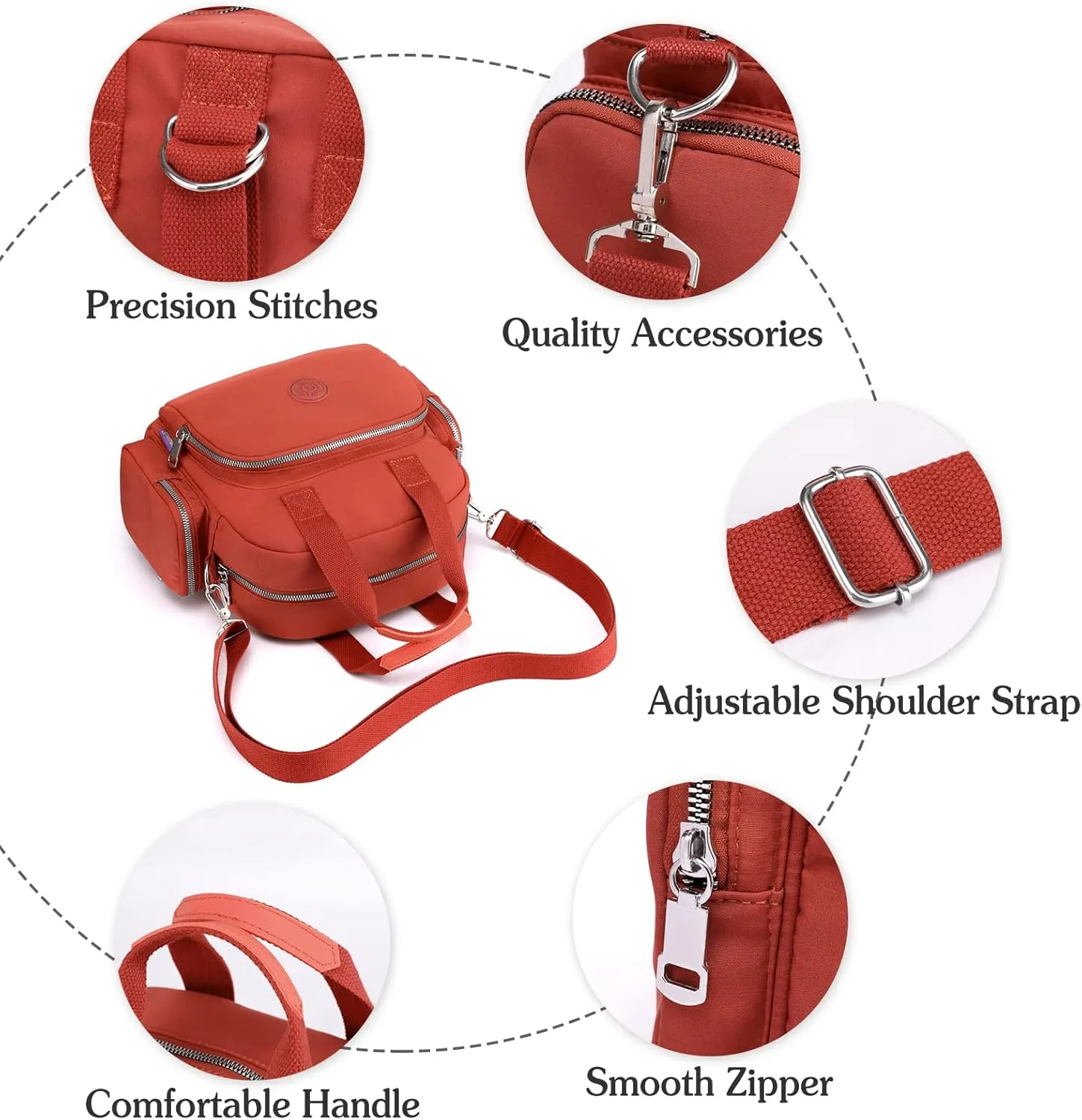 PORRASSO Women Backpack Fashion Shoulder Bag Multifunctional Daypack with USB Charging Port Handbag Nylon Crossbody Bag for Work Travel Dating Grey