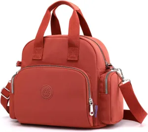 PORRASSO Women Backpack Fashion Shoulder Bag Multifunctional Daypack with USB Charging Port Handbag Nylon Crossbody Bag for Work Travel Dating Orange