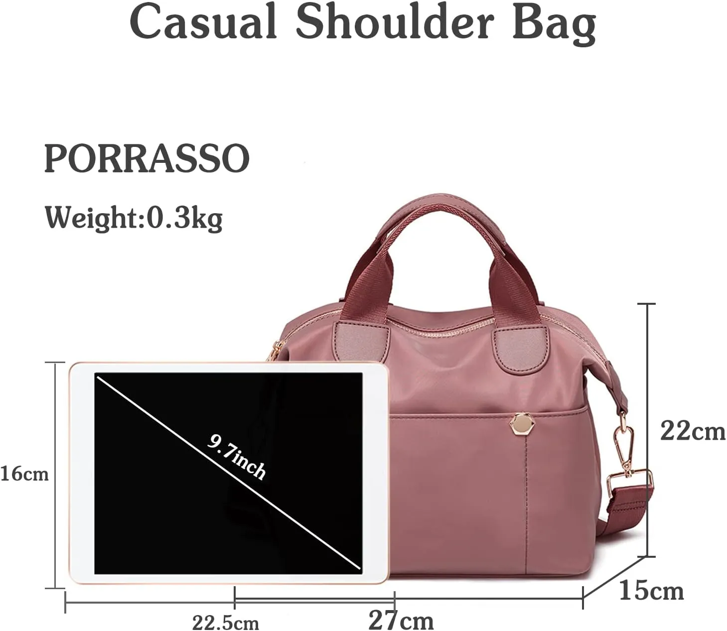 PORRASSO Women Crossbody Bag Fashion Shoulder Bag Multifunctional Handbag Ladies Satchel