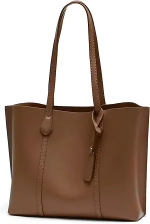 PORRASSO Women Tote Bag Large Handbag Fashion Shoulder Bag PU Leather Top-Handle Bag for Work Travel Shopping Brown