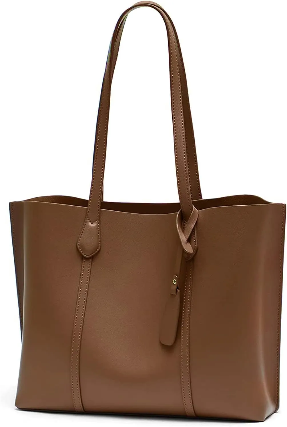 PORRASSO Women Tote Bag Large Handbag Fashion Shoulder Bag PU Leather Top-Handle Bag for Work Travel Shopping Brown