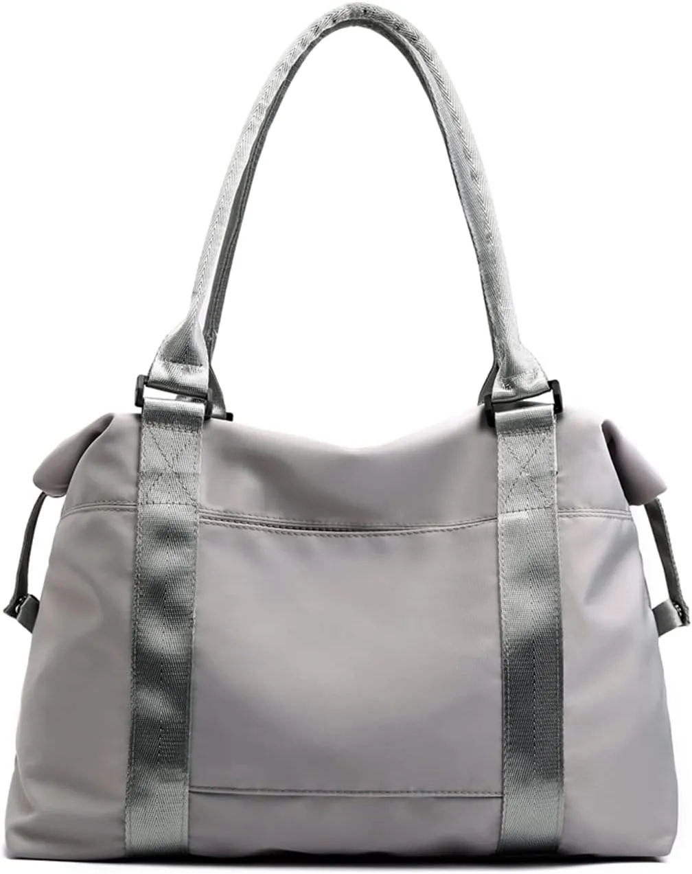 PORRASSO Women's Grey Duffel Bag, Large Carry-On, Gym Tote, Shoulder Bag
