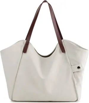 PORRASSO Women's Handbag Canvas Tote Large Shoulder Bag Ladies Hobo Top-Handle Bag