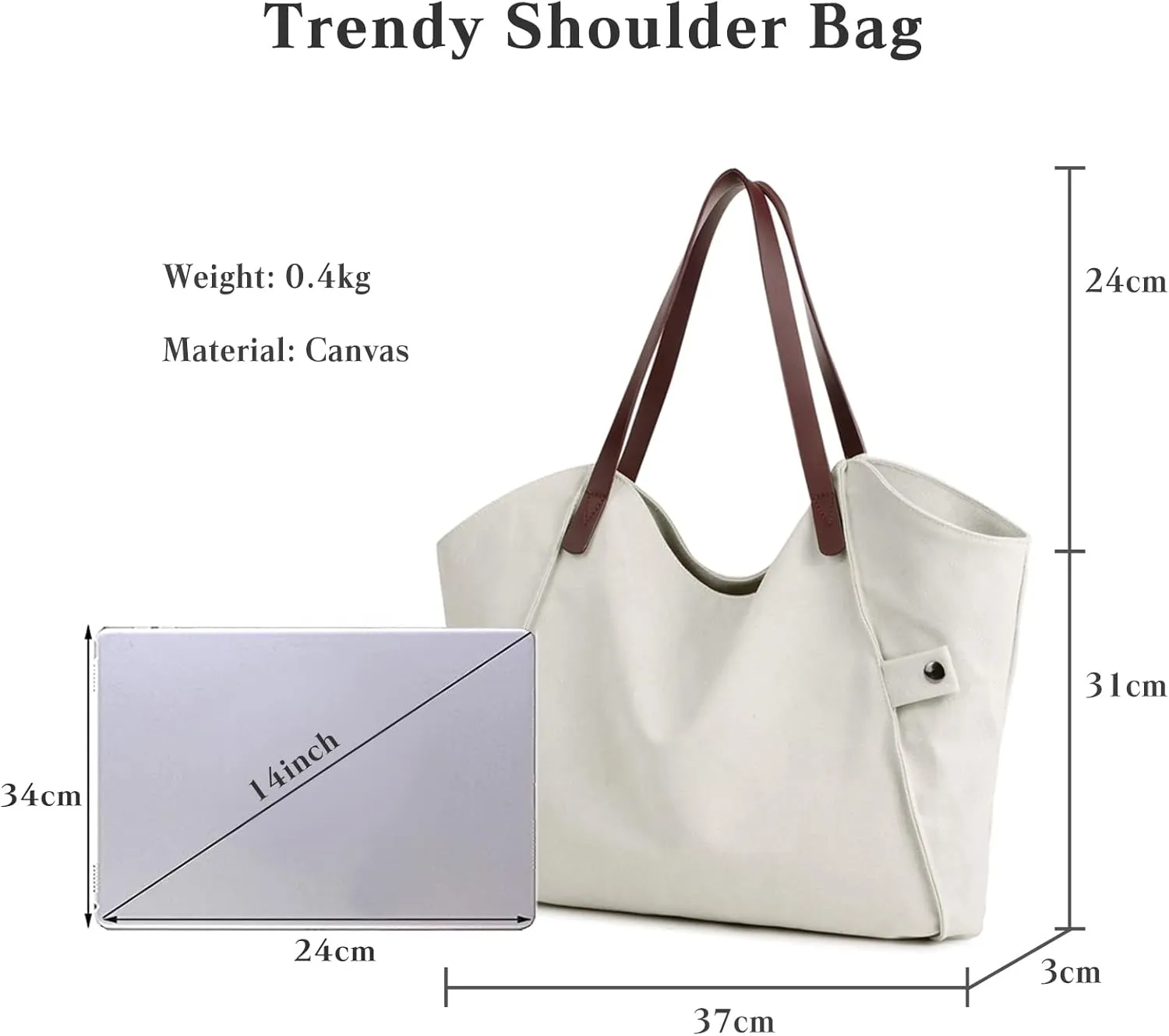 PORRASSO Women's Handbag Canvas Tote Large Shoulder Bag Ladies Hobo Top-Handle Bag