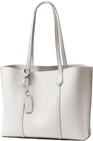 PORRASSO Women's Tote Handbag - Large Fashion PU Leather Top-Handle Bag for Work, Travel & Shopping - White