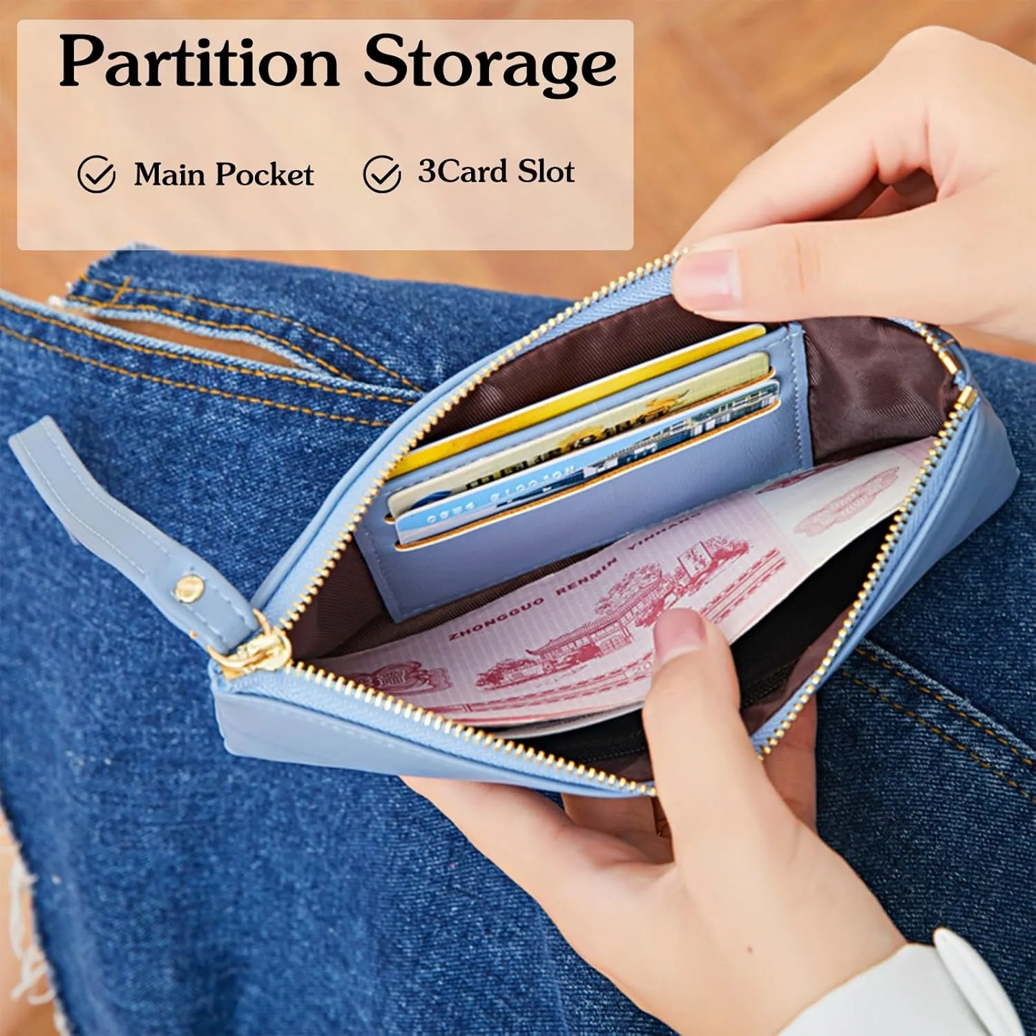 PORRASSO Wristlet Bag Touch Screen Phone Bag Portable Wallet Women's Clutch Purse PU Wallet Green