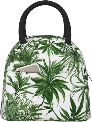 Portable Cooler Tote Bag Large Capacity Flowering Herbs and Herbaceous Plants Print Lunch Bag Lunch Box Container Reusable Tote