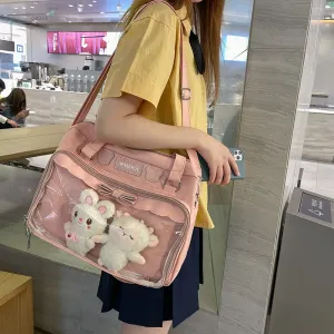Portable Soft Uniform Cute Bow Transparent Crossbody Bags
