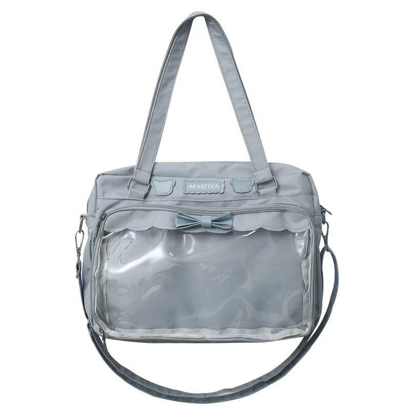 Portable Soft Uniform Cute Bow Transparent Crossbody Bags