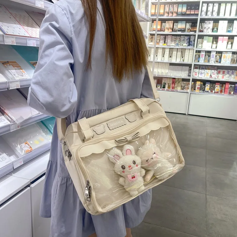 Portable Soft Uniform Cute Bow Transparent Crossbody Bags