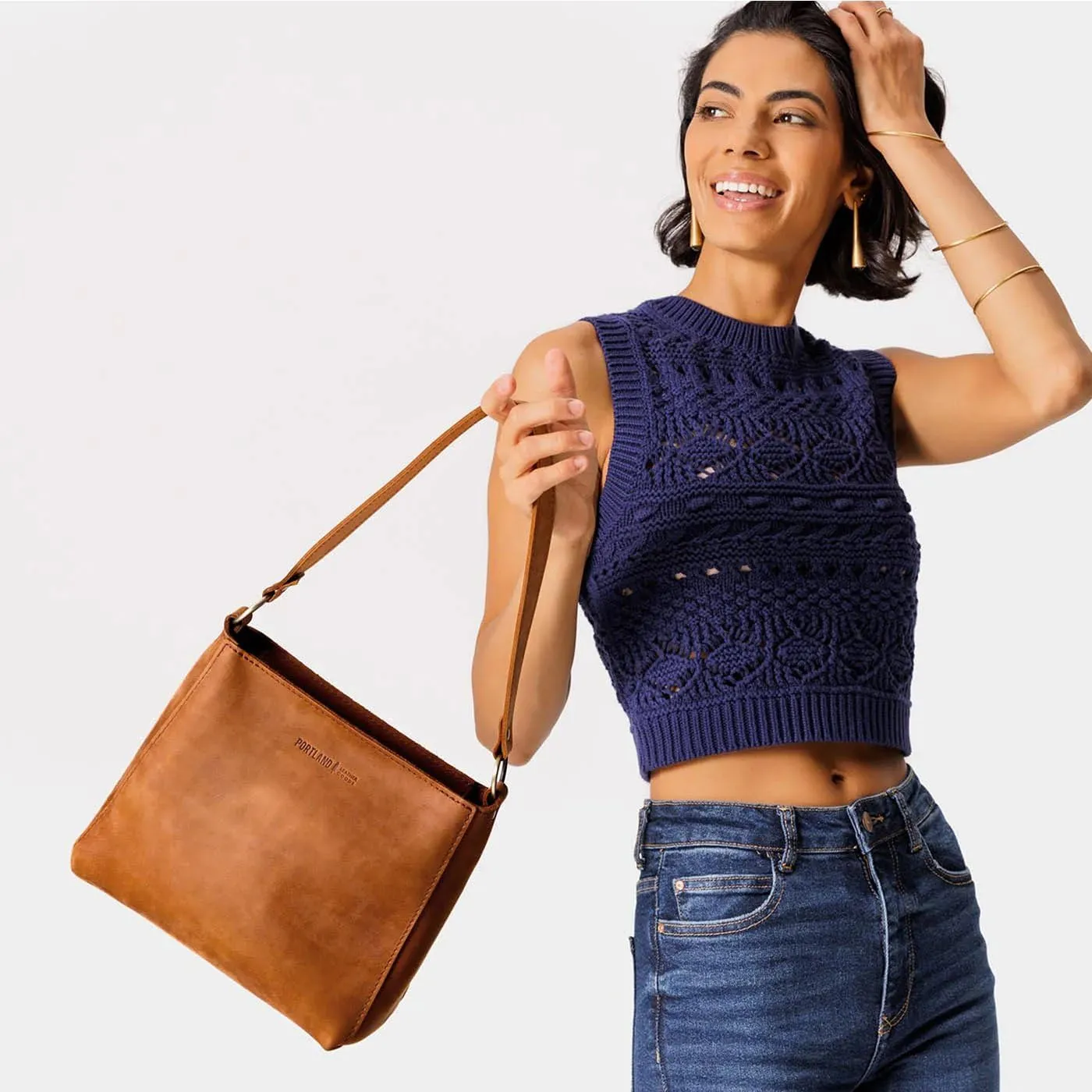 Portland Leather Goods Triangle Shoulder Bag for Women – Handmade from the Finest Full-Grain Hides