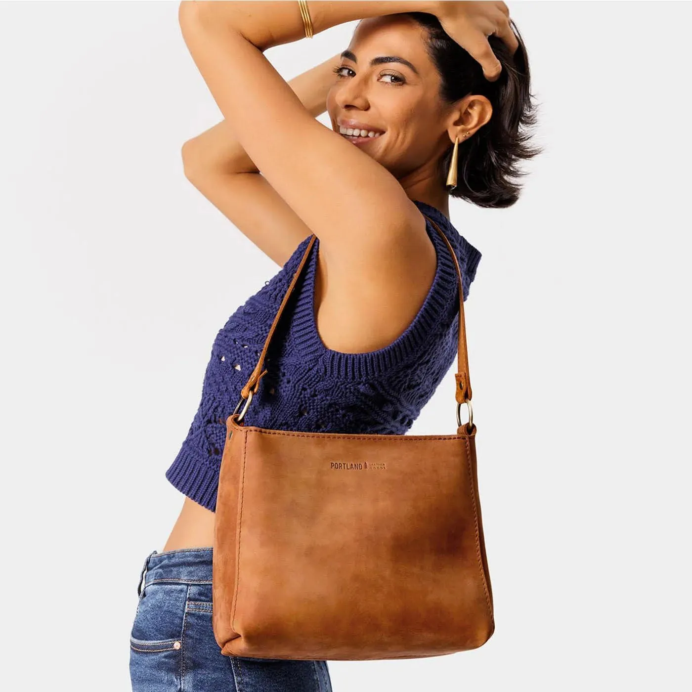 Portland Leather Goods Triangle Shoulder Bag for Women – Handmade from the Finest Full-Grain Hides