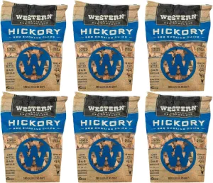 Premium BBQ 180 Cubic Inch Hickory Barbecue Flavorful Heat Treated Grilling Smoking Wood Chips for Charcoal Gas and Electric Grills (6 Pack)
