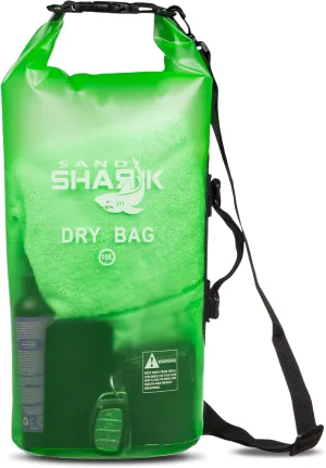 Premium Waterproof Dry Bag by SandShark Transparent 10 & 20 Liter Floating Sack w/Large Inside Pocket for Boating, Beach and Watersports - Side and Shoulder Strap – Roll Top Keeps Gear Dry.