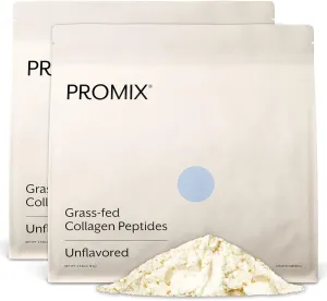 PROMIX Collagen Peptides Protein Powder, Pasture-Raised Grass Fed Hydrolysate | Unflavored, 2.5lbs | Keto, Non GMO, Gluten Free, Natural, Organic, Hydrolyzed | For Healthy Skin, Bones, Hair and Joints