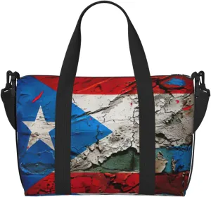Puerto Rico Wallpaper Flag Print Hand Travel Bag,Gym Bag,Weekend Travel Overnight Bag,Tote Bag Sports Bag For Women Men