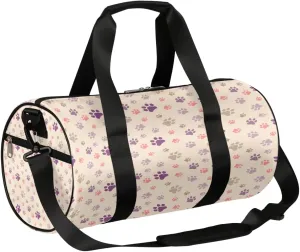 Purple Dog Paw Print Sports Gym Bag Duffel Bags Workout Lightweight Shoulder Weekender Bag Travel Duffel Bag for Men Women(Animal Footprints)