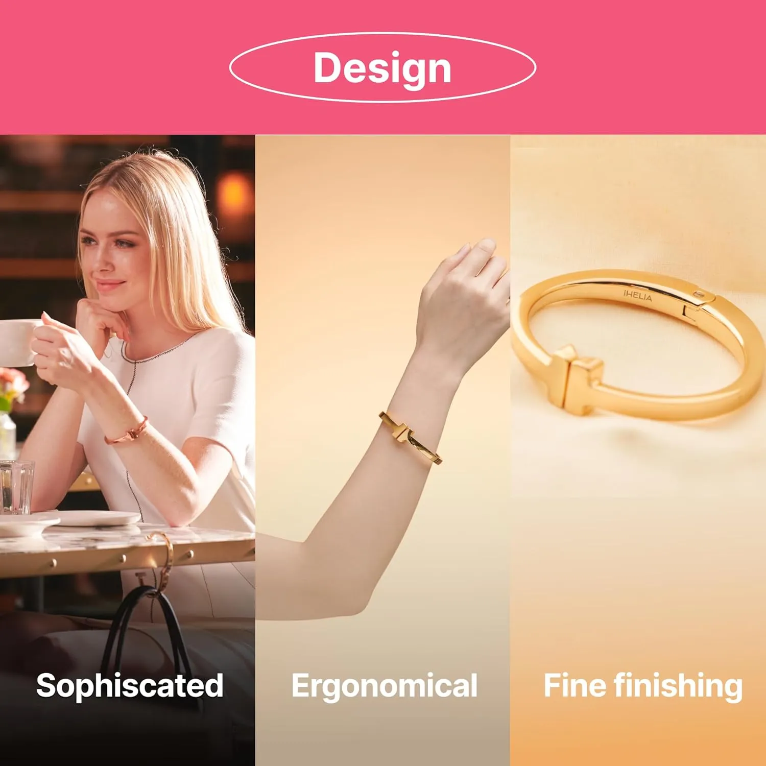 Purse Hook Hanger for Table (Modern) - Premium Bag Holder w/Ergonomic Bracelet Oval Design (Black)