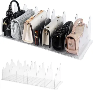 Purse Organizer For Closet,Handbag organizer,2 Pack Acrylic Transparent Purse Storage,Adjustable Purse Storage Organizer Suitable For Bookshelf Dividers,Bedroom Wardrobes,Storage racks, Offices