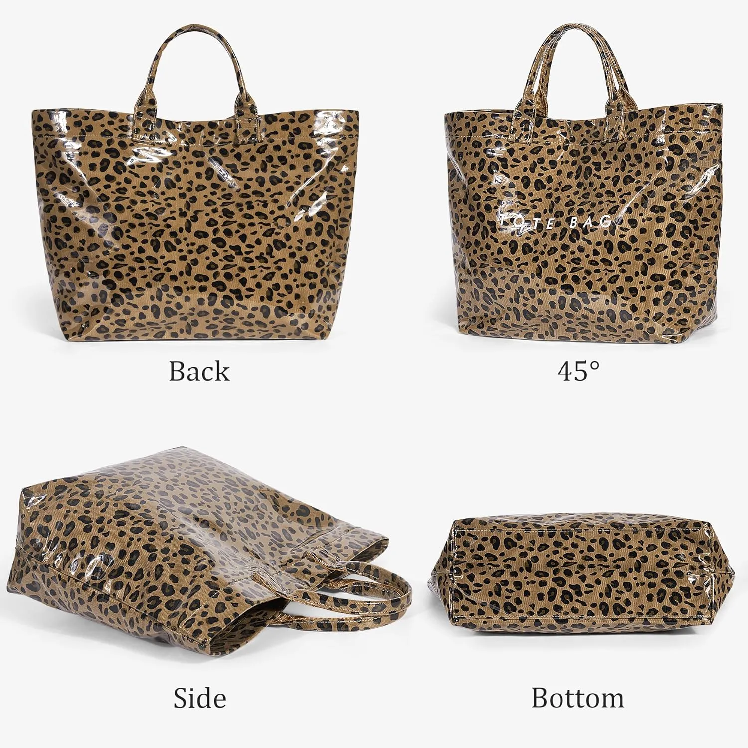 PVC Tote Bag Women's Letters Print Handbags Large Kraft Paper Shoulder Bag Clear Plastic Hobo Bags Top Handle Shopping Bags