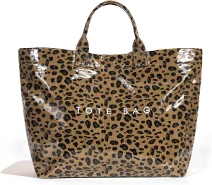 PVC Tote Bag Women's Letters Print Handbags Large Kraft Paper Shoulder Bag Clear Plastic Hobo Bags Top Handle Shopping Bags