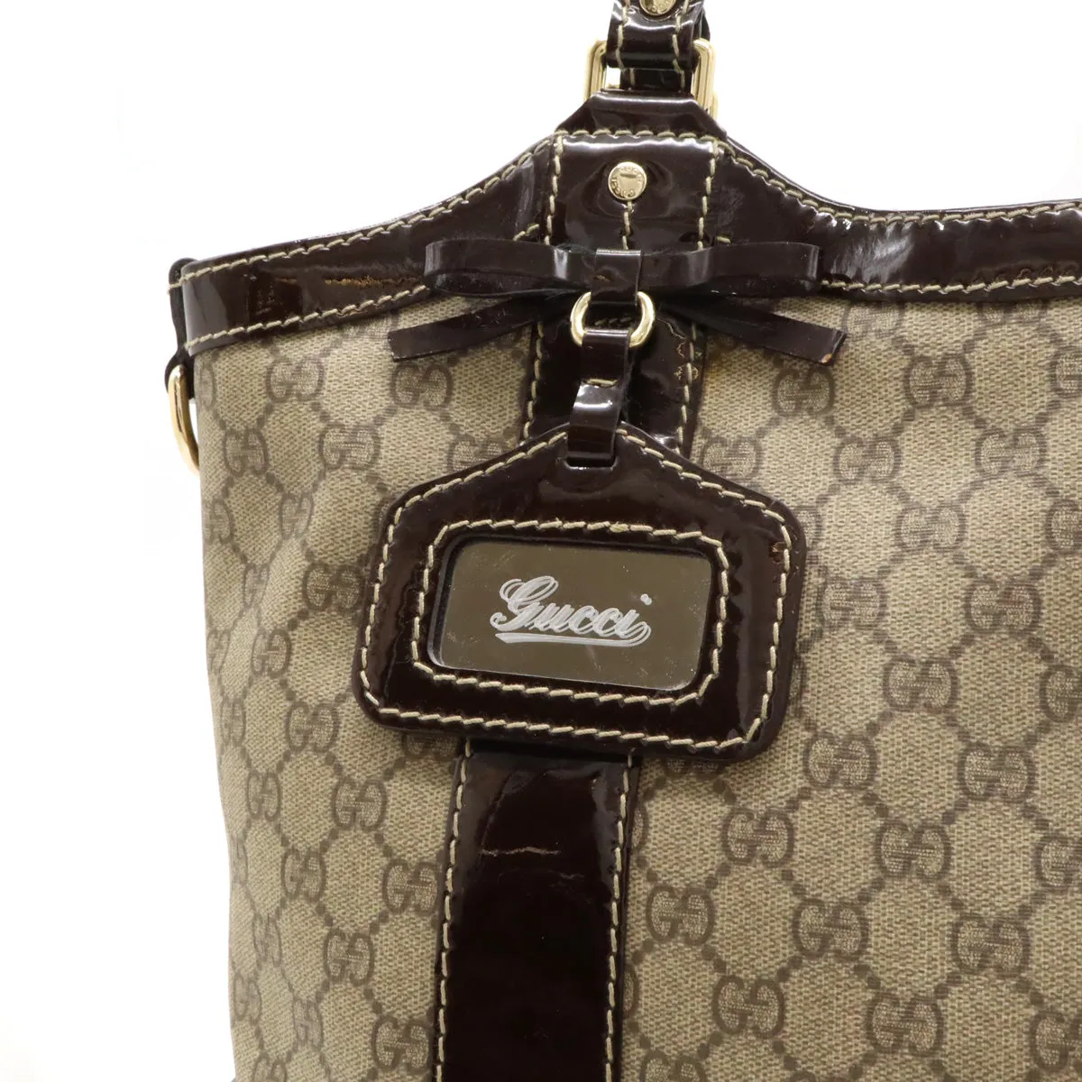PVC/Enamel 203521 Innovative Refined Leather GG Gucci Bag Tote Ribbon Supreme