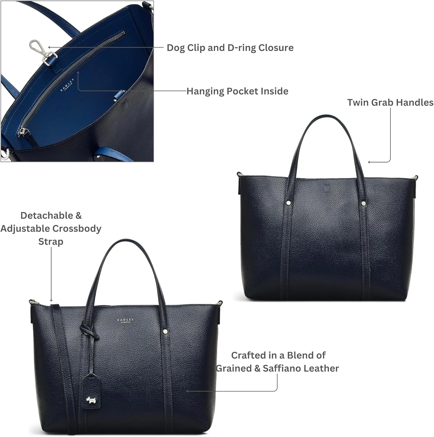 RADLEY London Smithfields Way Women's Medium Leather Open Top Satchel Bag