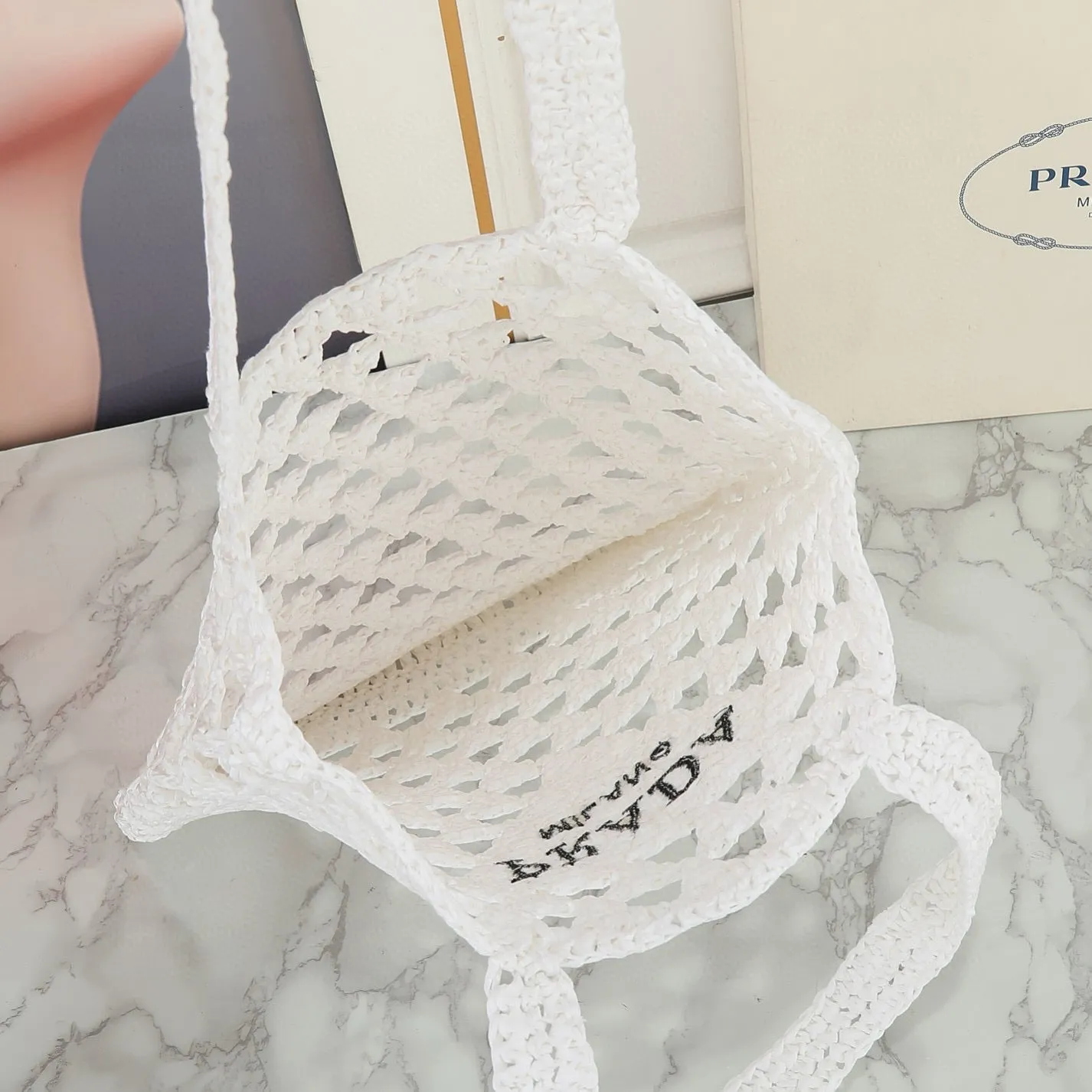Raffia Crochet Triangle Tote Bag
