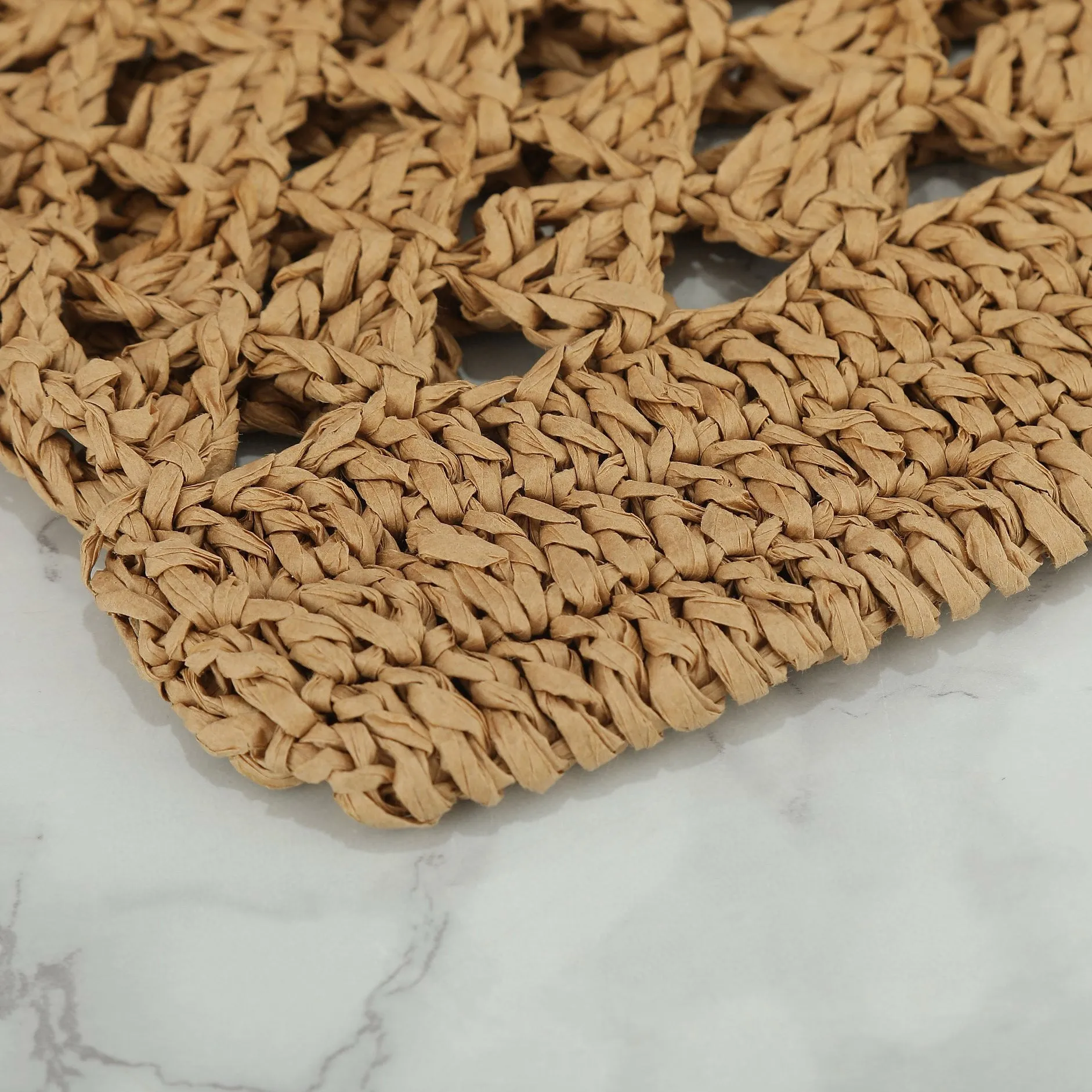 Raffia Crochet Triangle Tote Bag