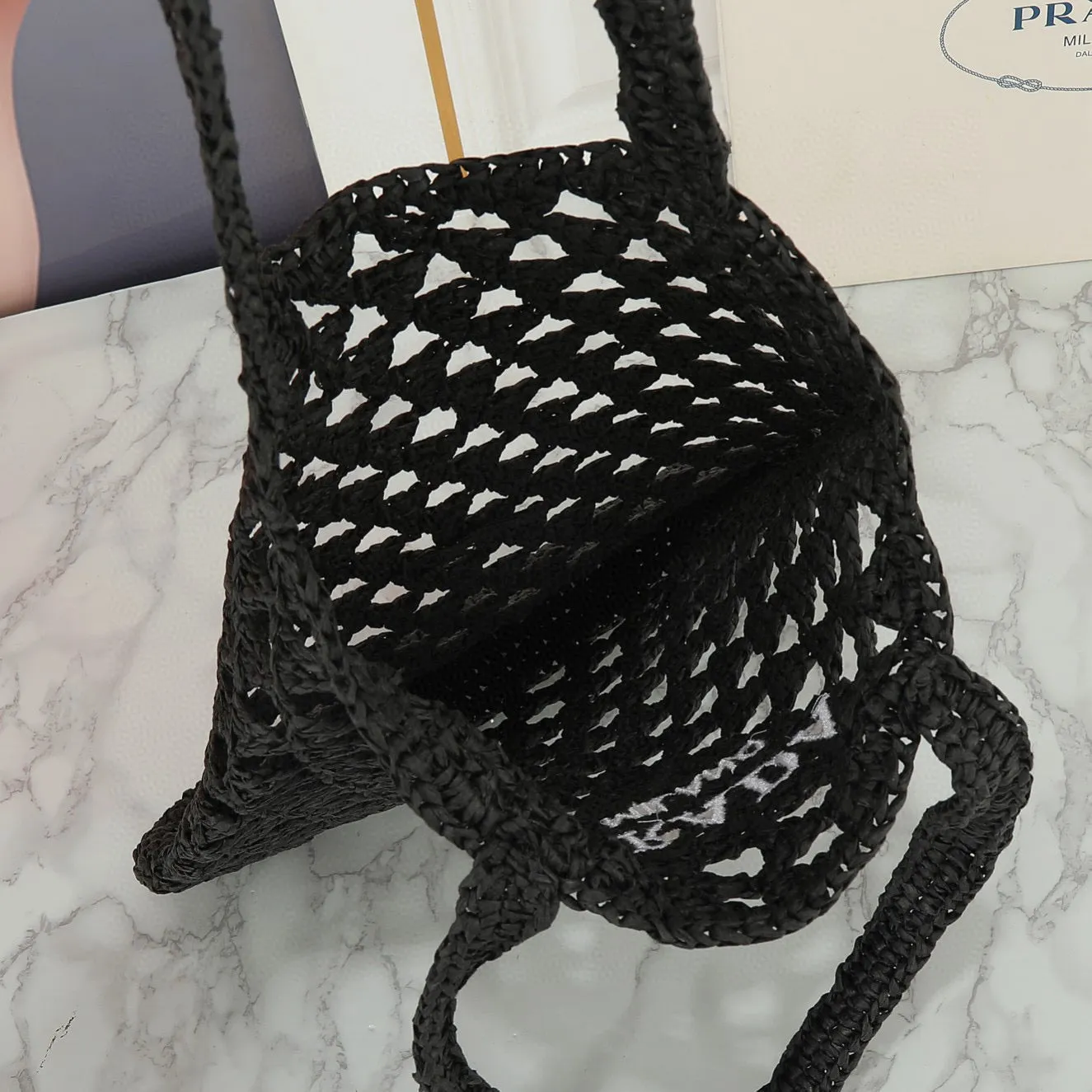 Raffia Crochet Triangle Tote Bag