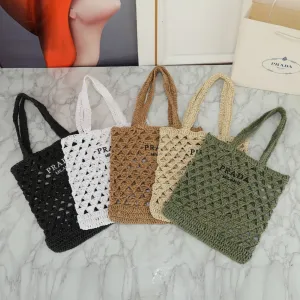Raffia Crochet Triangle Tote Bag