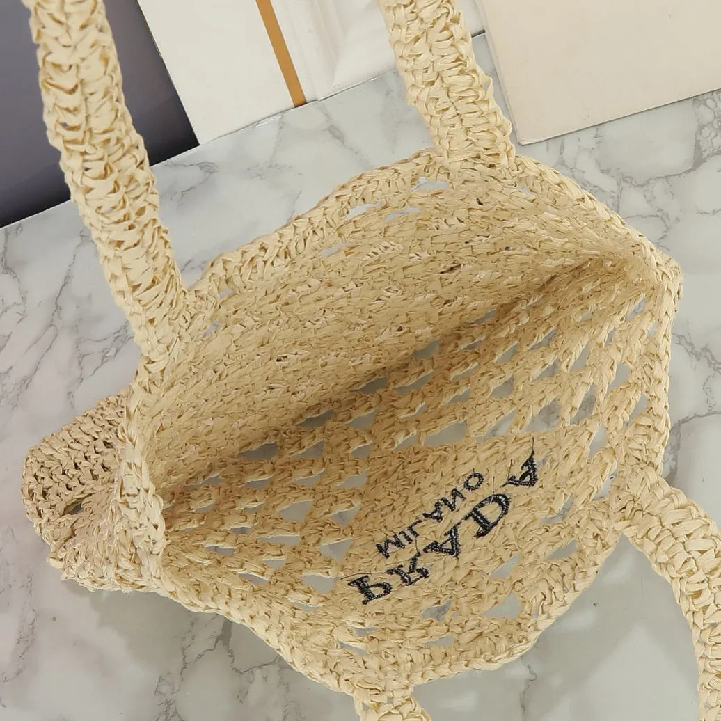 Raffia Crochet Triangle Tote Bag