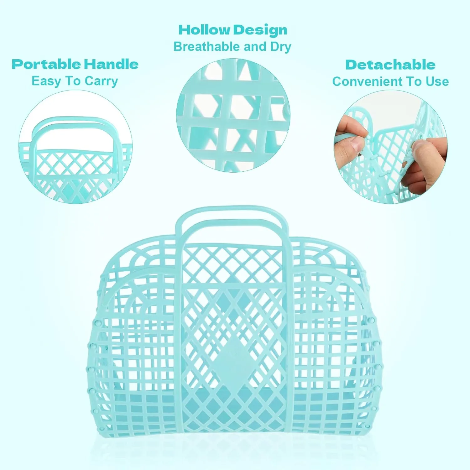 Rainmae 10 Pcs Jelly Purse Jelly Basket Beach Bags, Reusable Tote Beach Handbags, Plastic Beach Basket for Women Girls