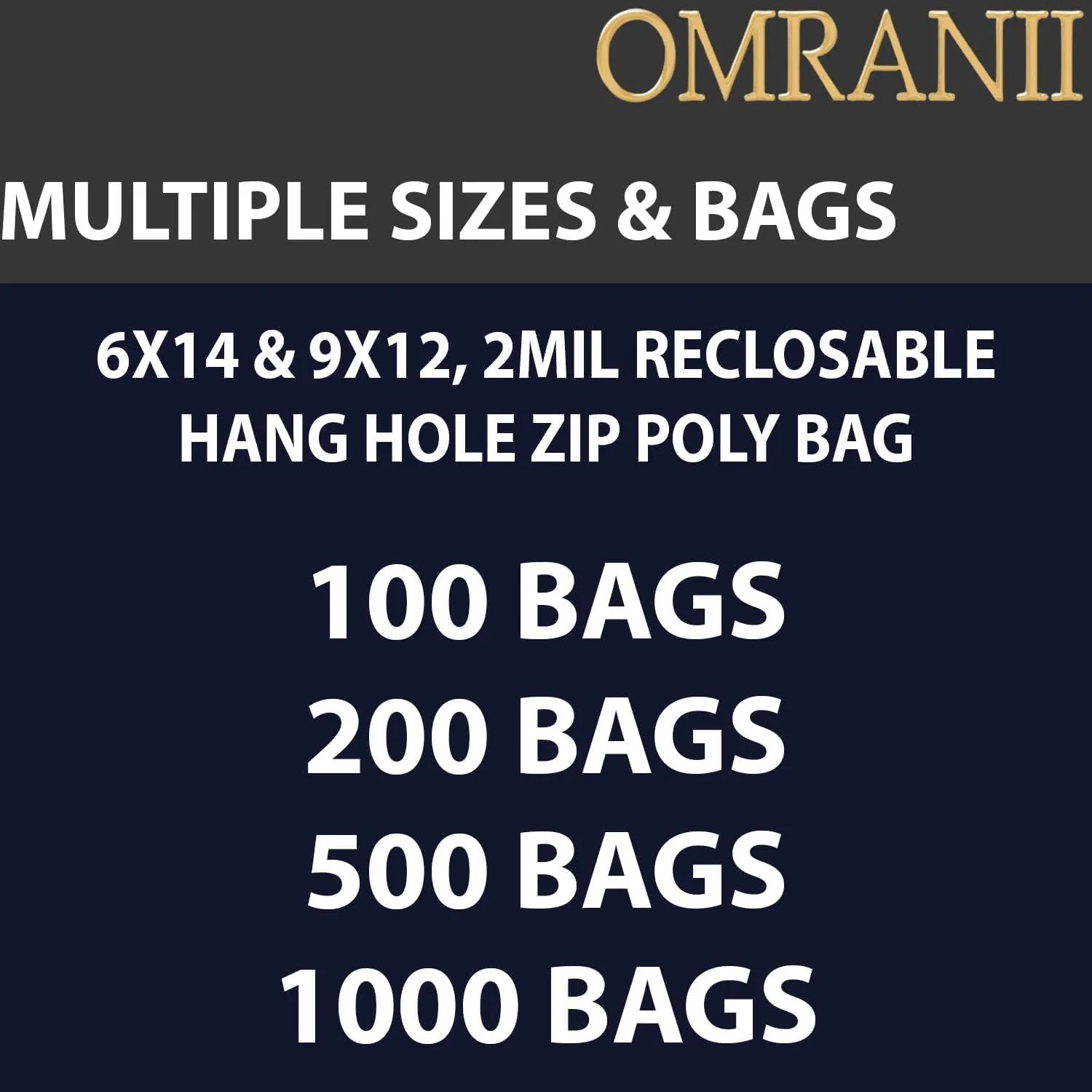 Reclosable Hang Hole Zip Poly Bags, 2Mil 9" X 12" & 100 Bags | LDPE Material, Clear Plastic with Resealable Lock Seal Zipper | Resealable Zip Top Lock For Travel, Storage, Packaging & Shipping
