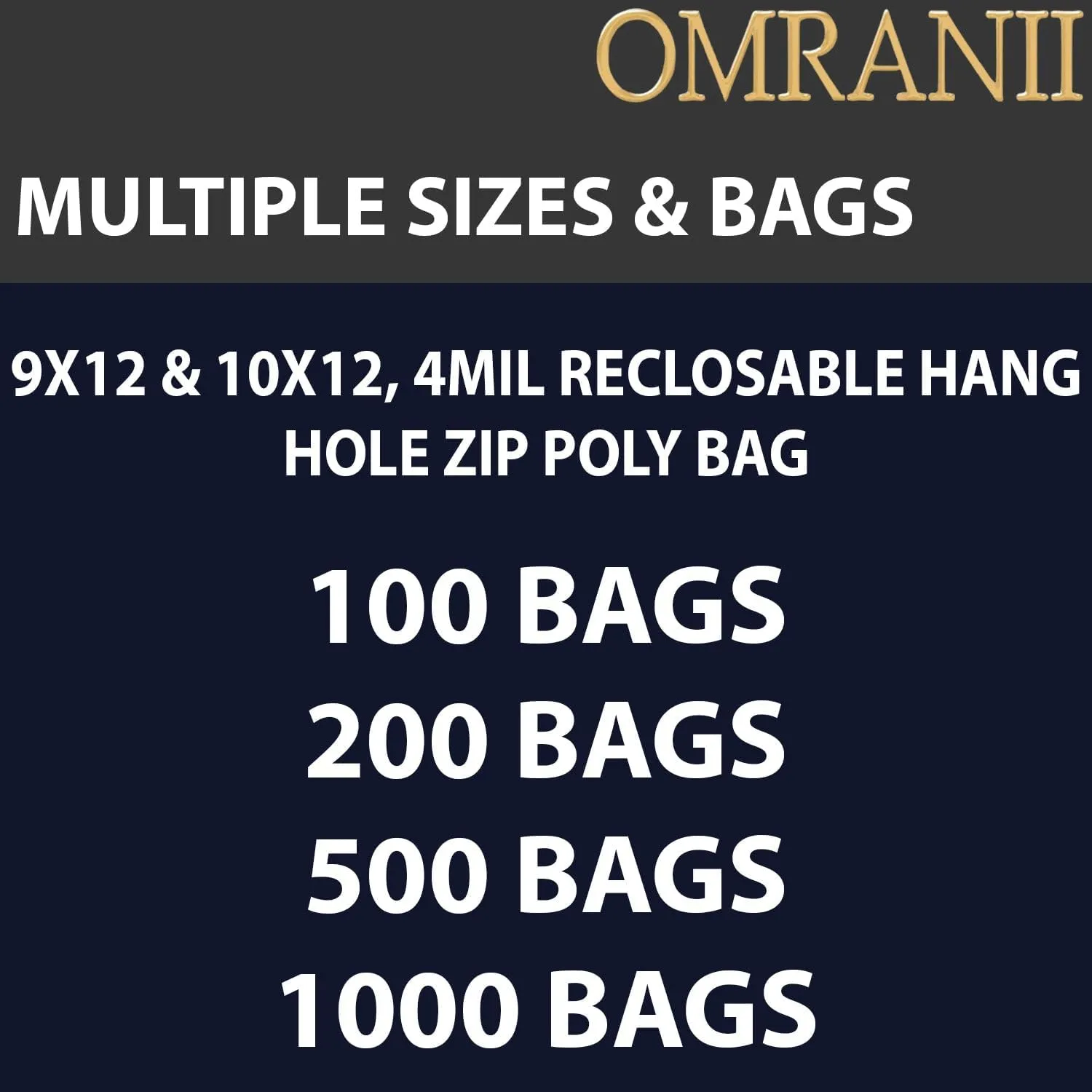 Reclosable Hang Hole Zip Poly Bags, 4Mil 10" X 12" & 100 Bags | LDPE Material, Clear Plastic with Resealable Lock Seal Zipper | Resealable Zip Top Lock For Travel, Storage, Packaging & Shipping